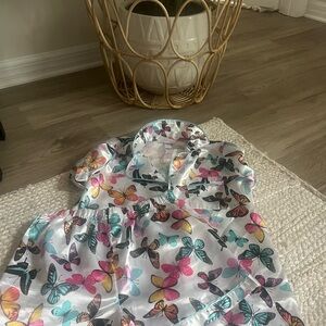 Colorful Butterfly Print Pajama Set